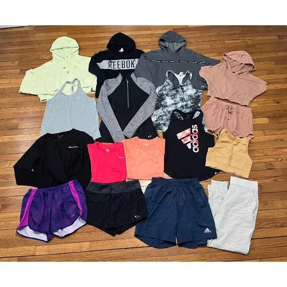 Womens Athletic Clothing Lot 17PCS Size MEDIUM Under Armour Nike Adidas & MORE - Picture 2 of 14